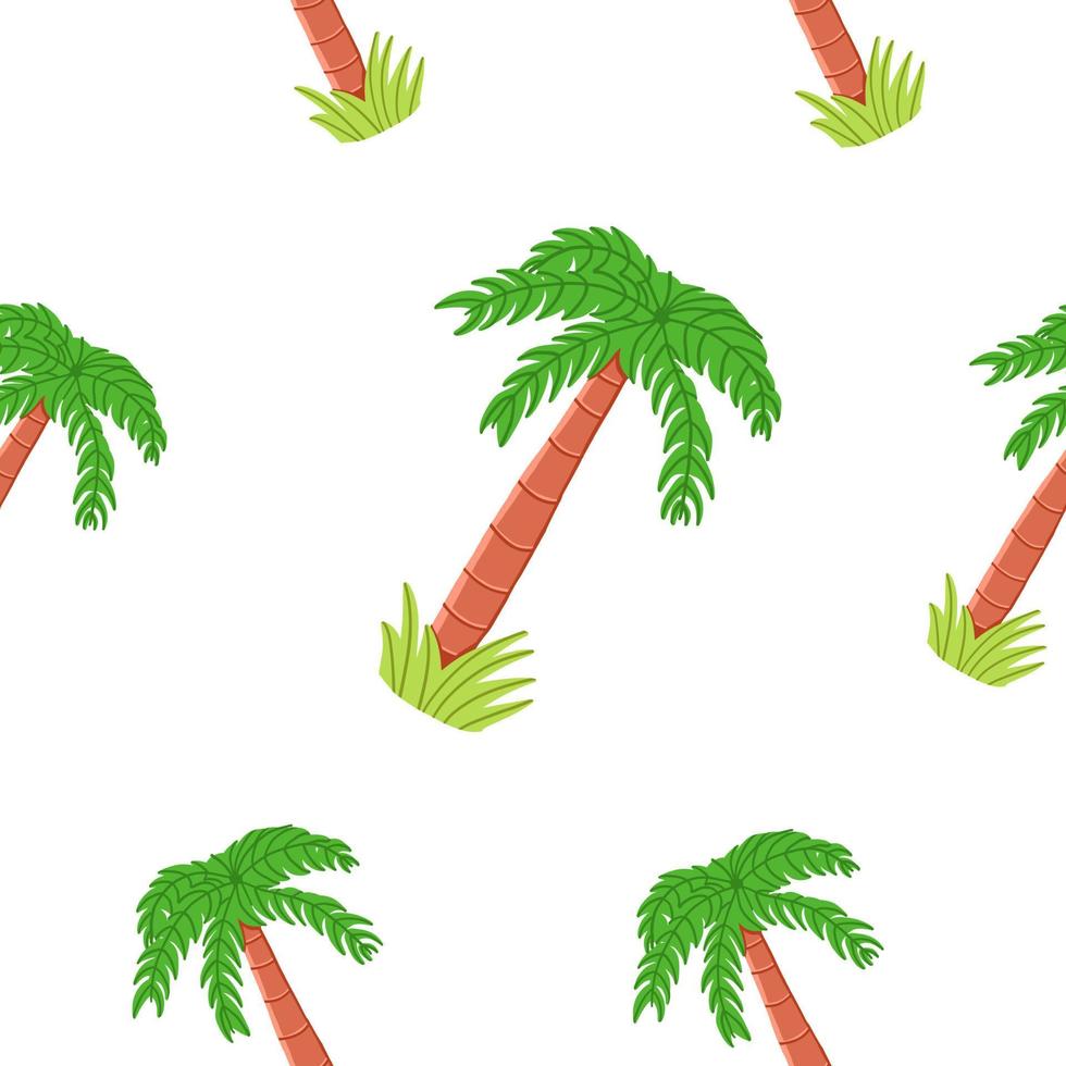 Palm tree seamless pattern. Hand drawn vector illustration in cartoon style.