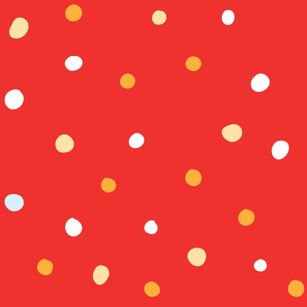 Colorful dots seamless pattern in flat style. Vector illustration isolated on red background.