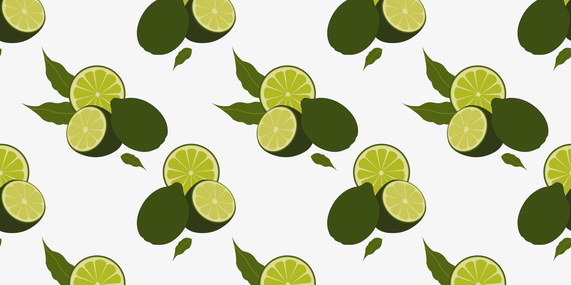 Seamless pattern with green lemon or lime. vector