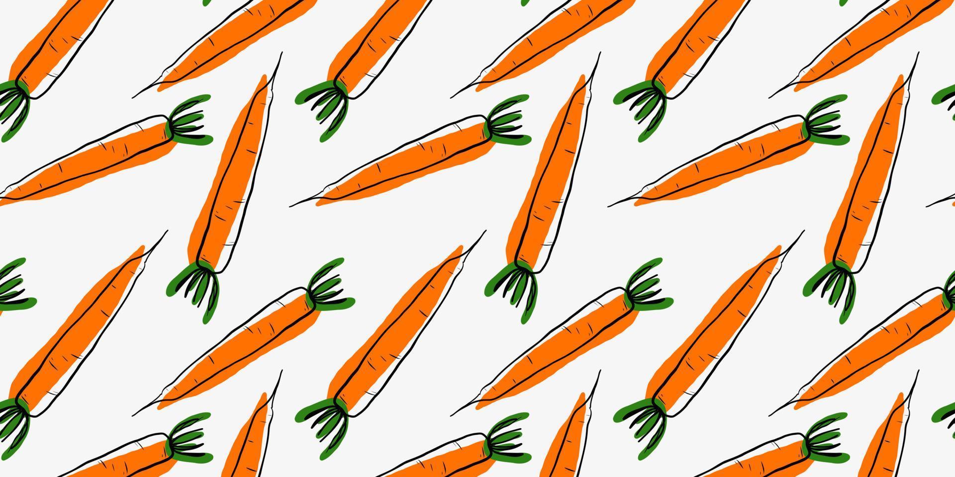 Seamless pattern with carrot, doodle style, hand drawing vector