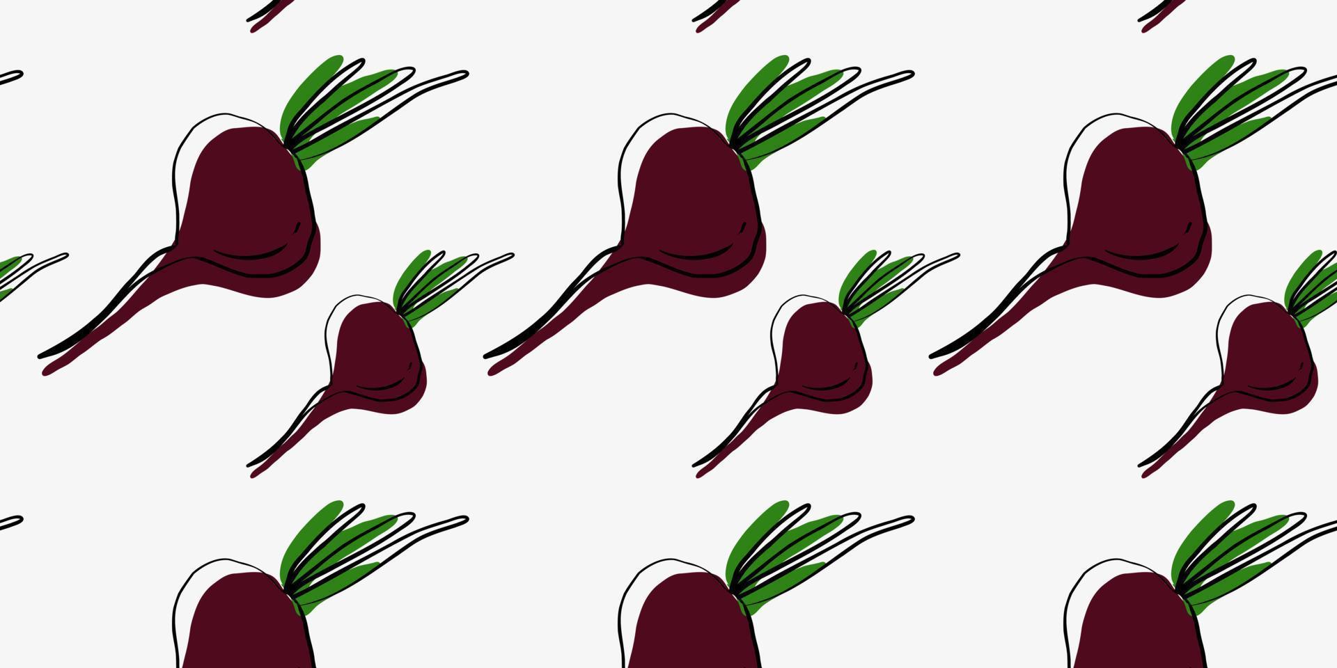 Seamless pattern with beetroot, doodle, hand drawn vector
