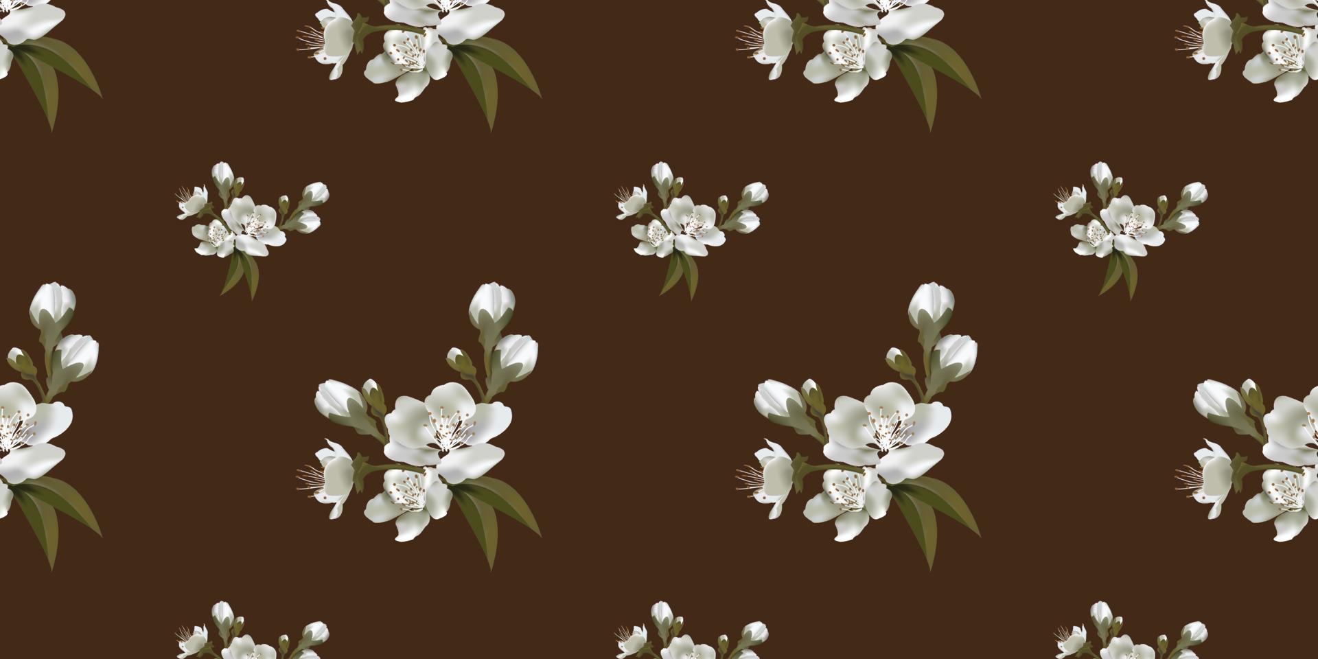 Seamless pattern with blossoming fruit branches, floral background. vector