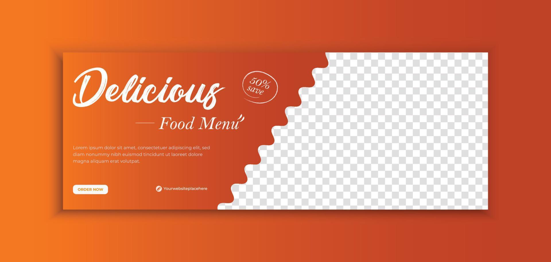 Delicious Fast Food culinary ads and Italian food banner template, Fresh Healthy food social media cover template, Restaurant promotion web banner social media post cover template vector