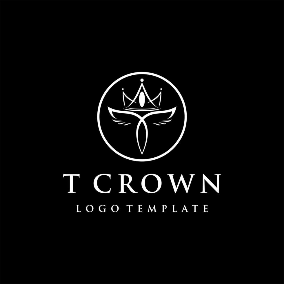 Letter T with crown logo template vector