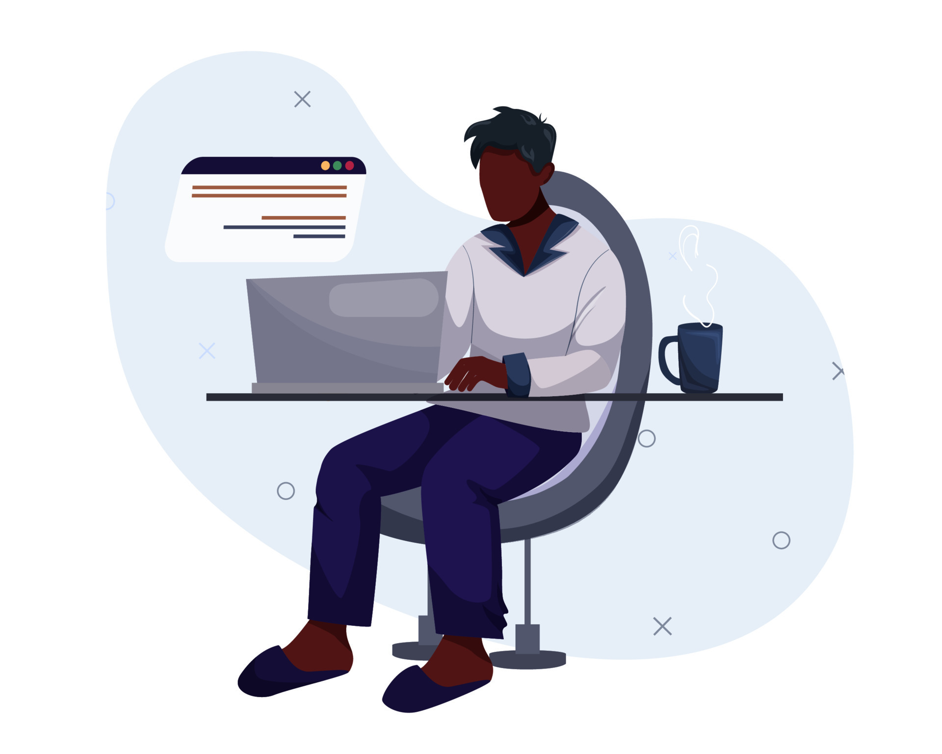 Wear Pajamas to Work Day. black cartoon character in pajamas running. remote work, pajamas in