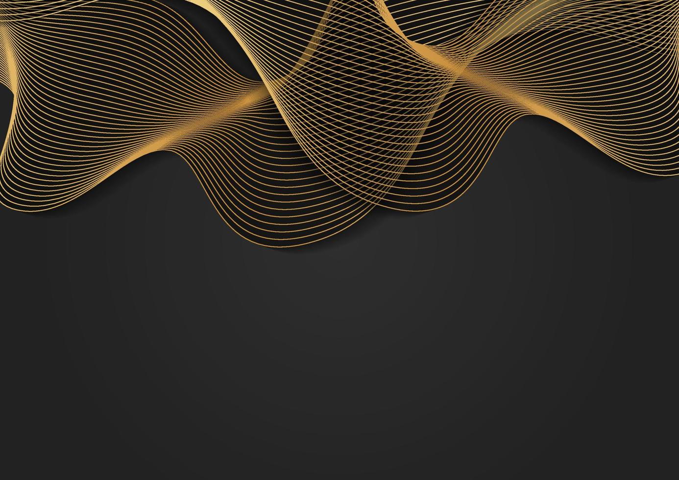 Abstract black and gold wavy lines luxury background vector