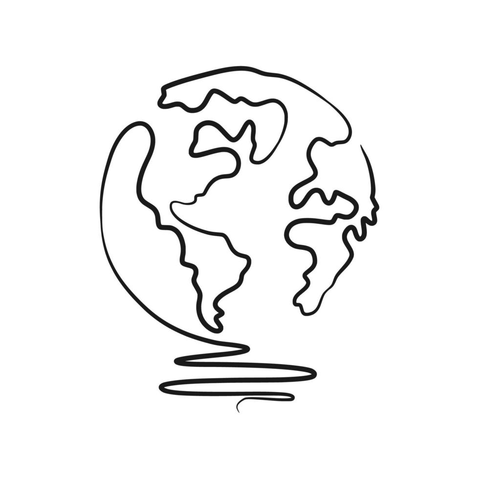 Earth continuous one line drawing vector illustration