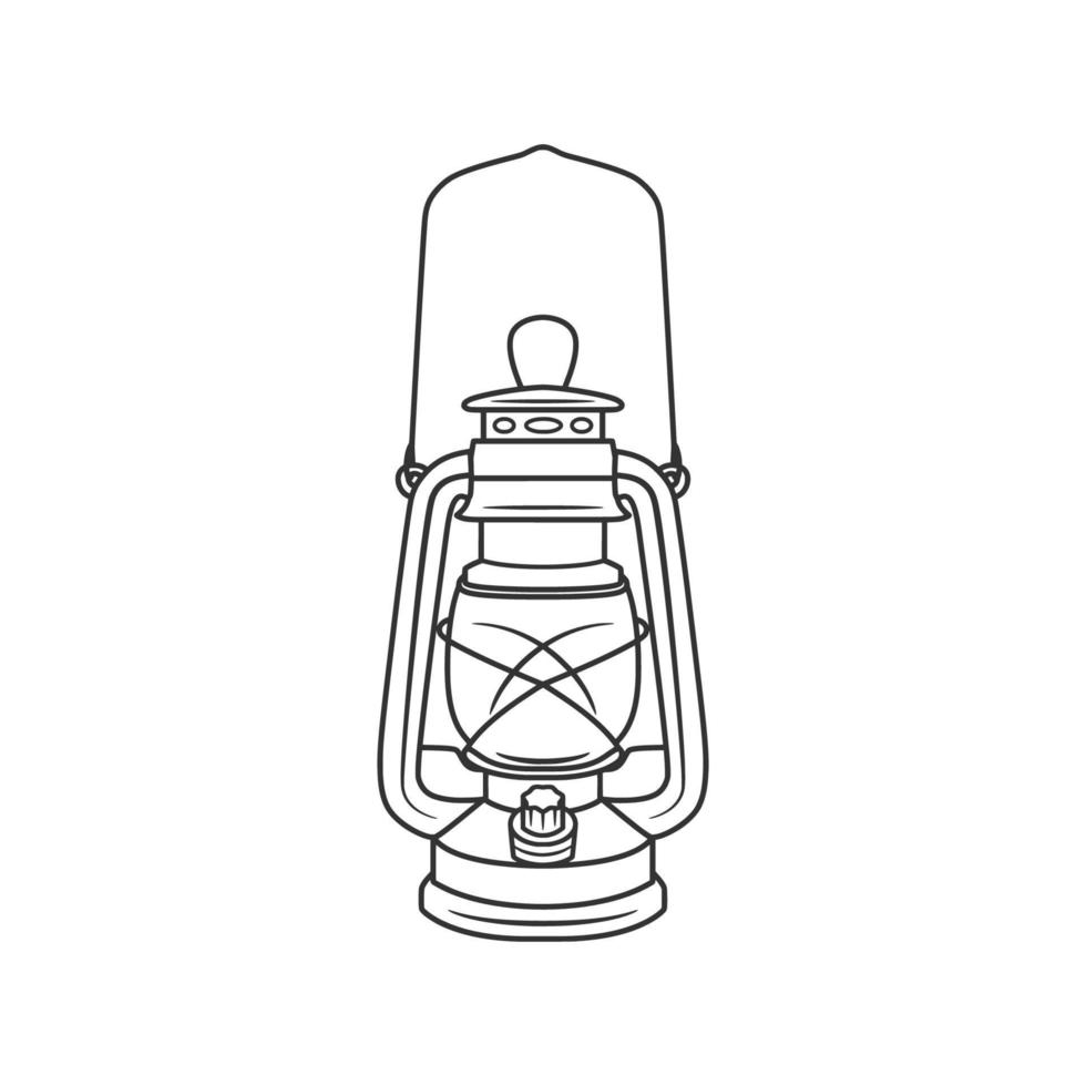 Vintage lantern line art vector illustration