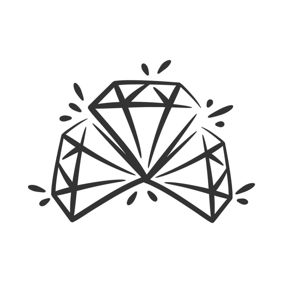 Diamond gemstone line art illustration hand drawn vector