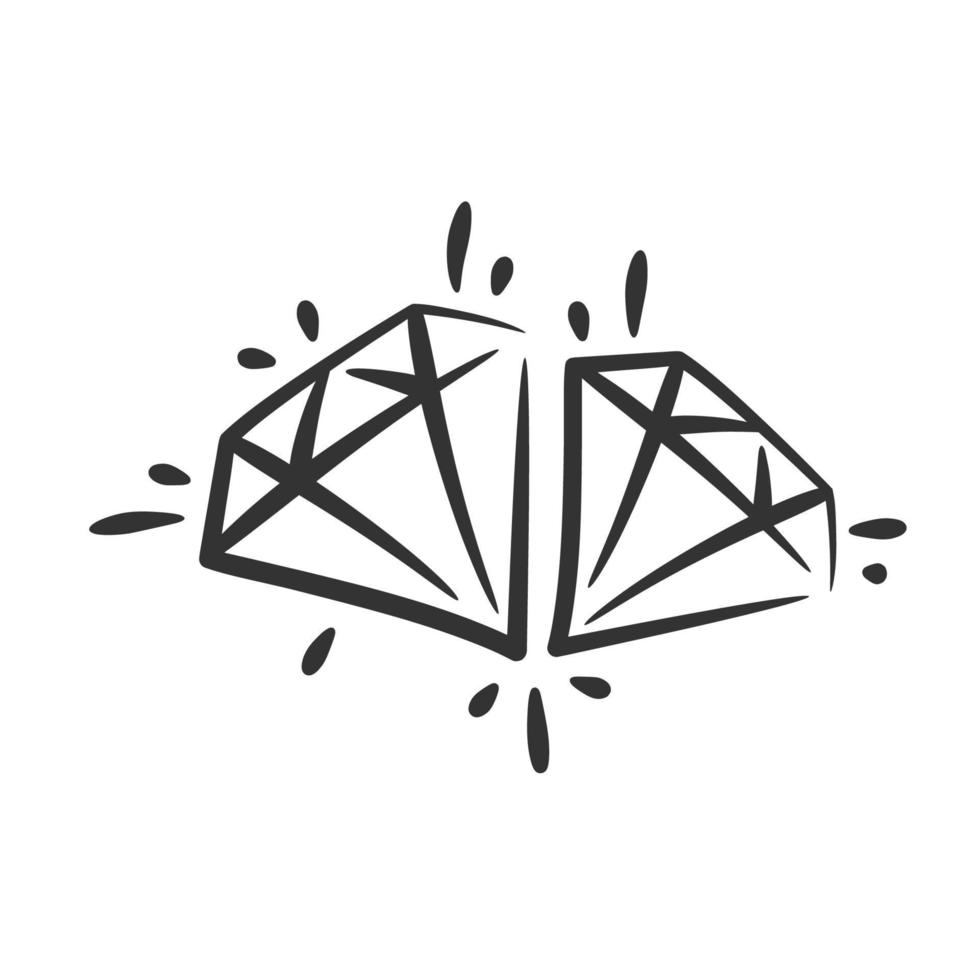 Diamond gemstone line art illustration hand drawn vector