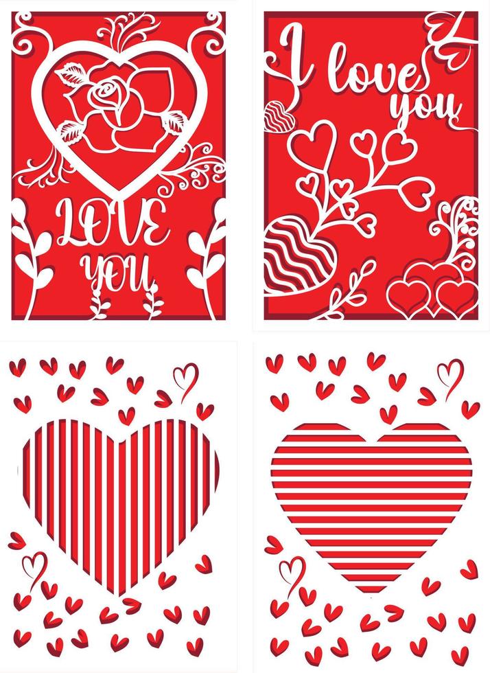 Multilayer valentine's day floral gift card illustration bundle vector