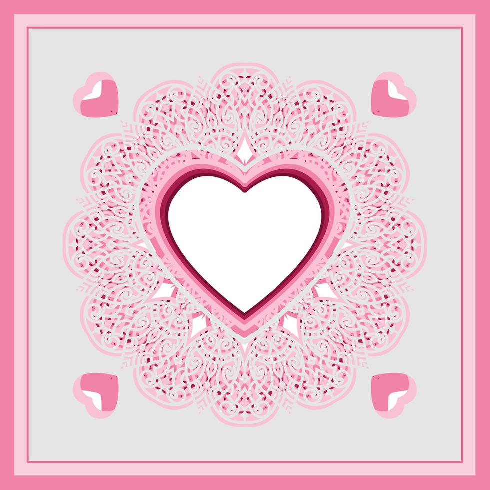 Multilayer valentine's day mandala decoration gift card illustration bundle vector
