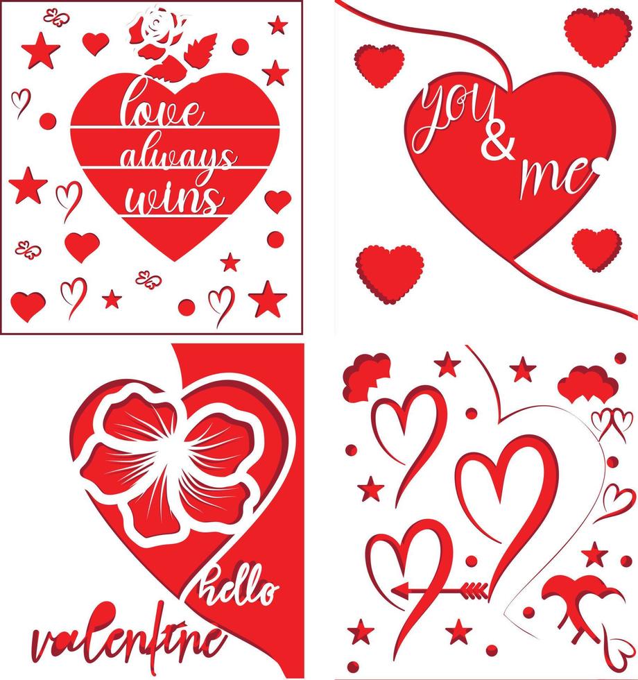 Multilayer valentine's day heart gift card illustration bundle vector