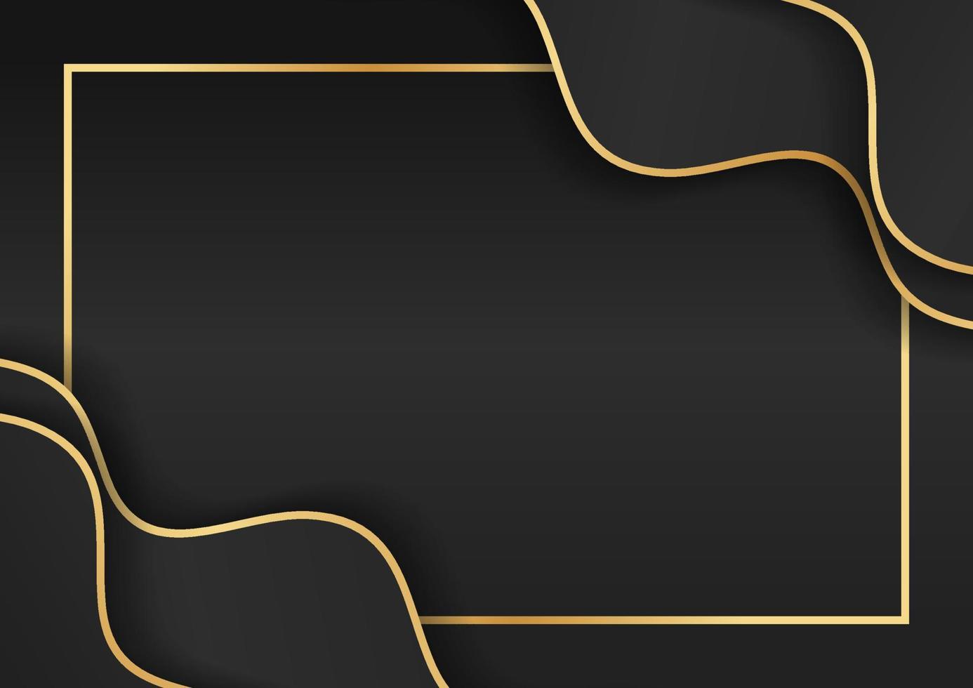 Abstract black and gold lines luxury background. Modern design, wavy gold lines and shiny vector