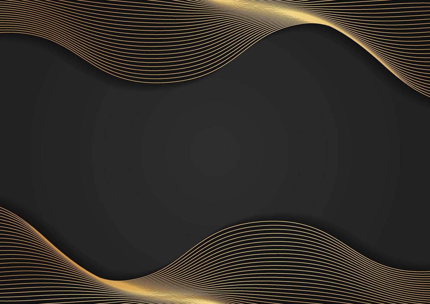 Abstract black and gold wavy lines luxury background vector