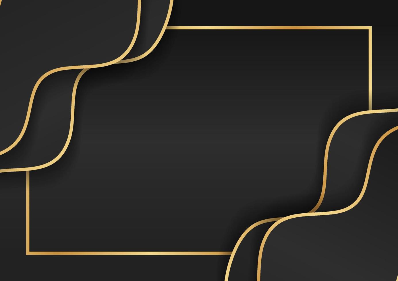 Abstract black and gold lines luxury background. Modern design, wavy gold lines and shiny vector