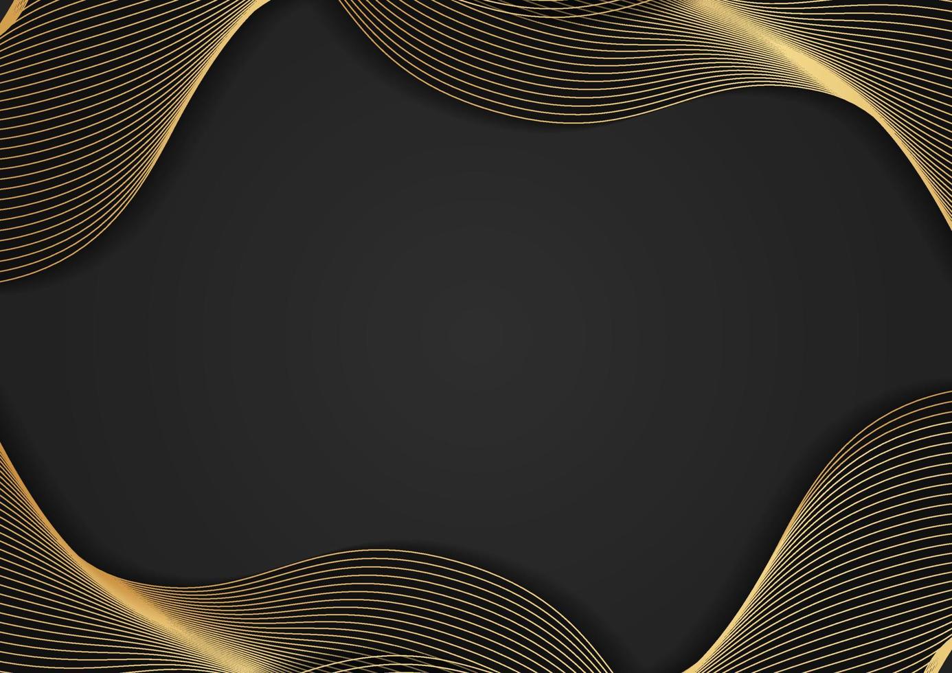 Abstract black and gold wavy lines luxury background vector