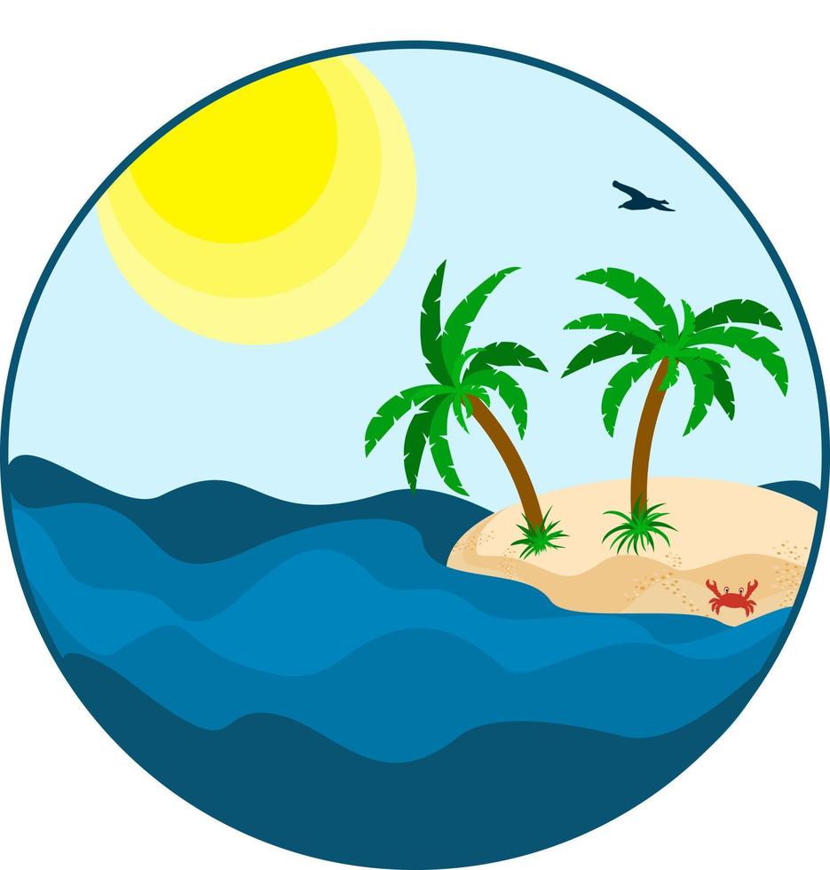 Tropical island with palm trees. Summer vacation. vector