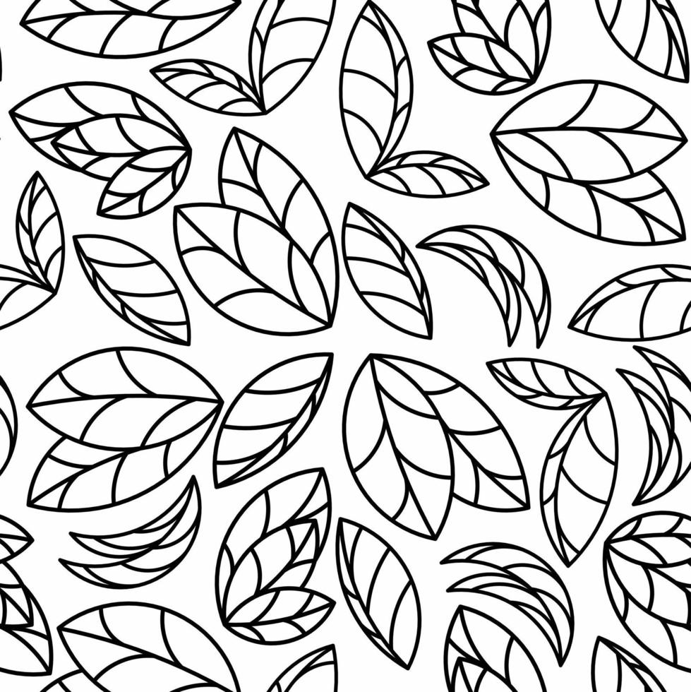 pattern leaves black line vector