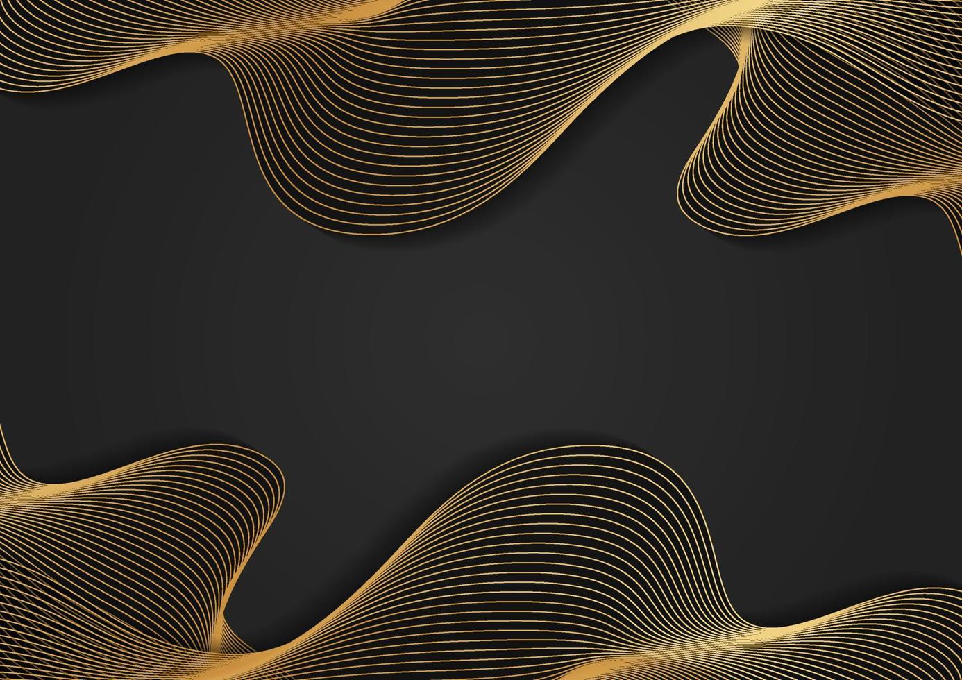 Abstract black and gold wavy lines luxury background vector