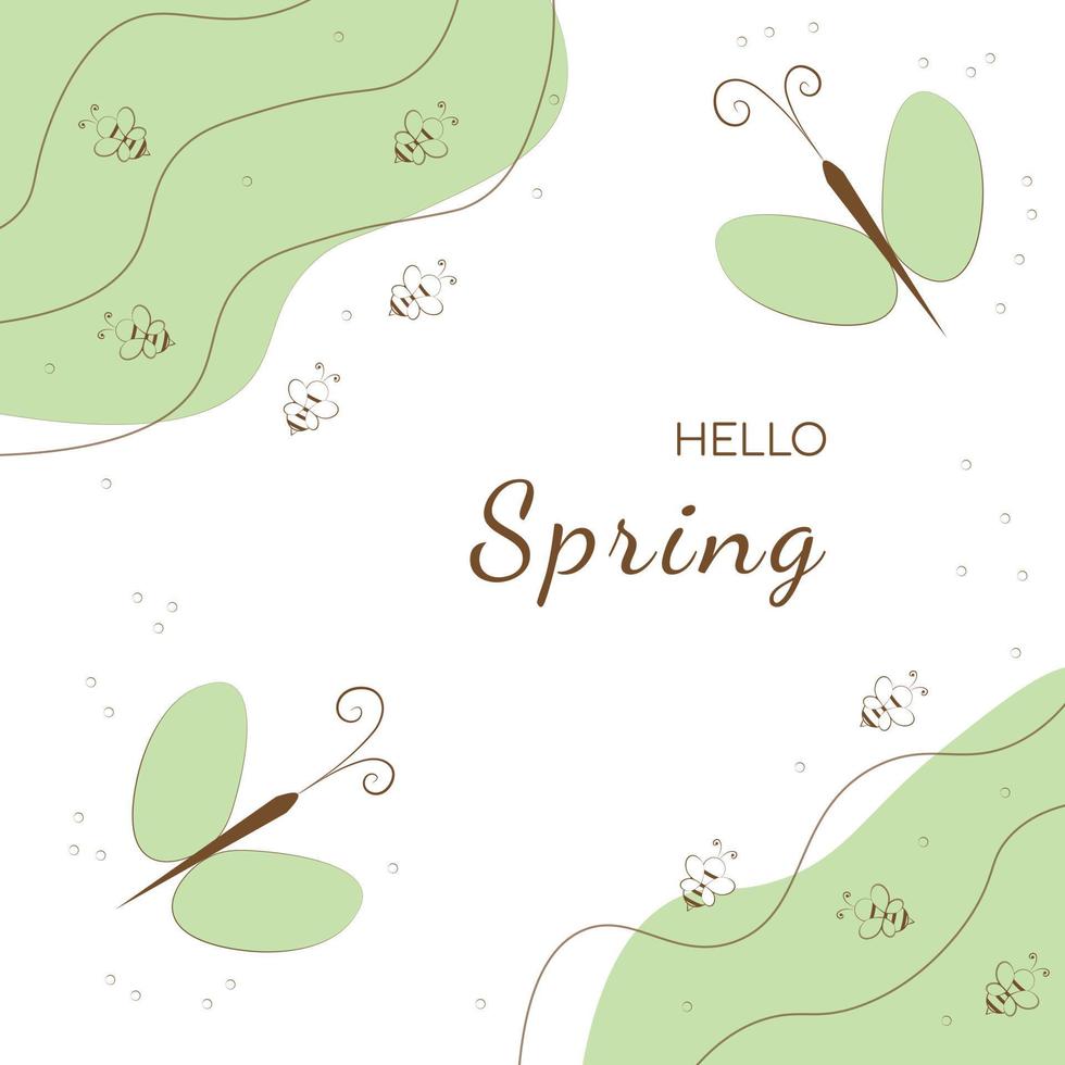 Hello green spring vector