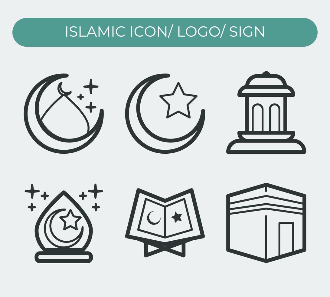 Set of islamic icon and symbol. Vector eps 10.