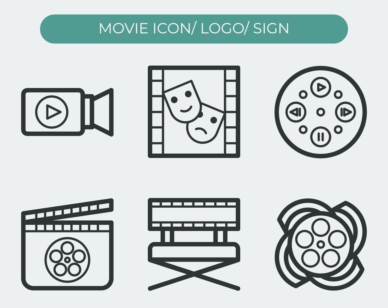 Set of movie icon and symbol. Vector eps 10.