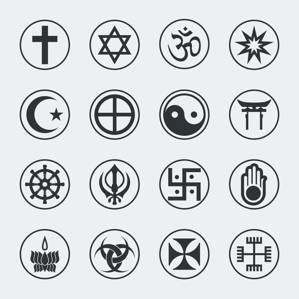 conjunto de religión icono y símbolo. vector eps 10