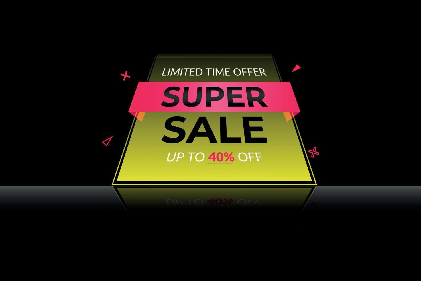 Limited Time Super Sale glossy and effective mirror effect vector design.
