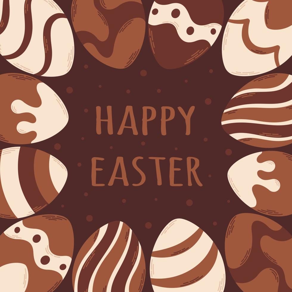 Happy Easter greeting card. Chocolate eggs. Easter sweets. vector