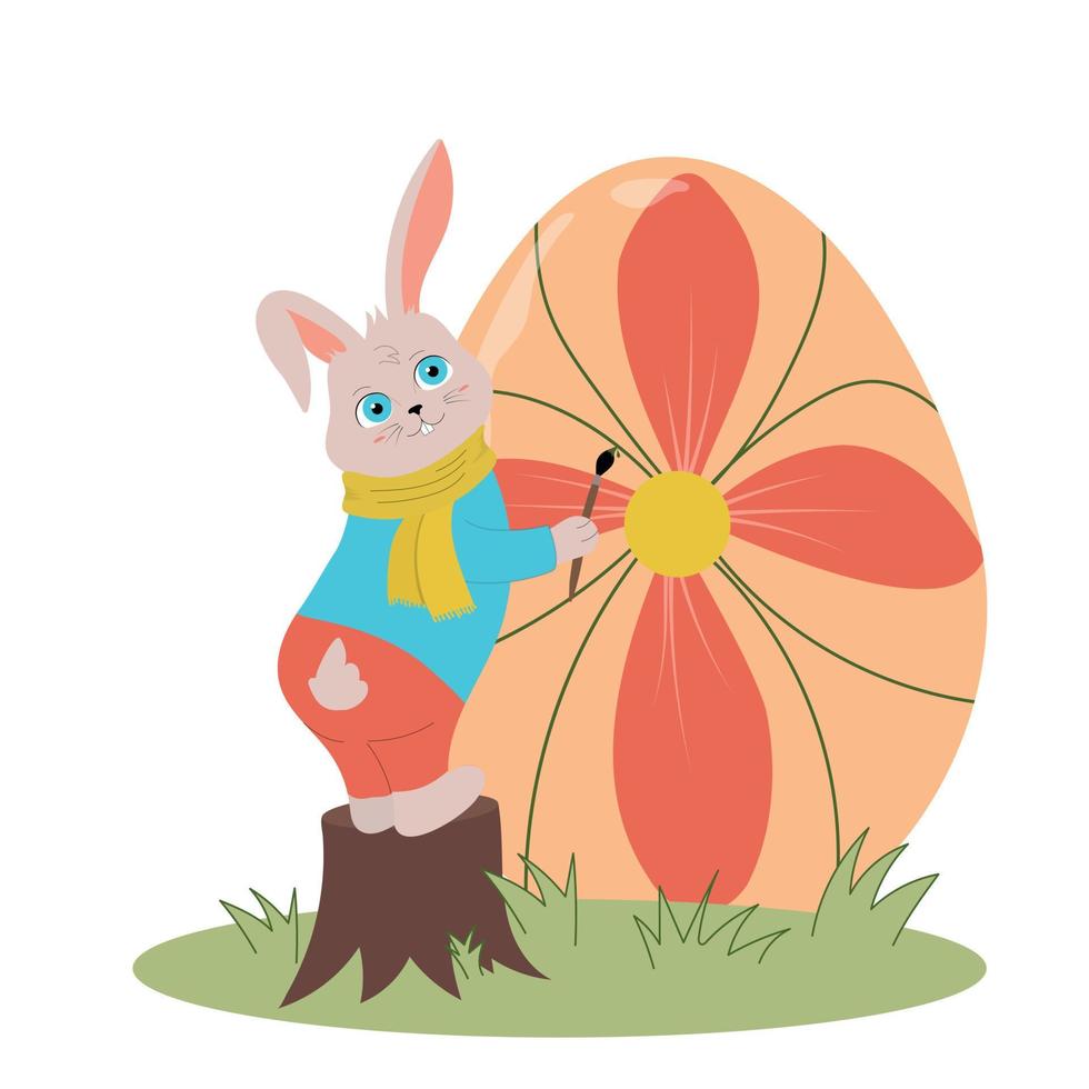 Cartoon bunny with egg vector