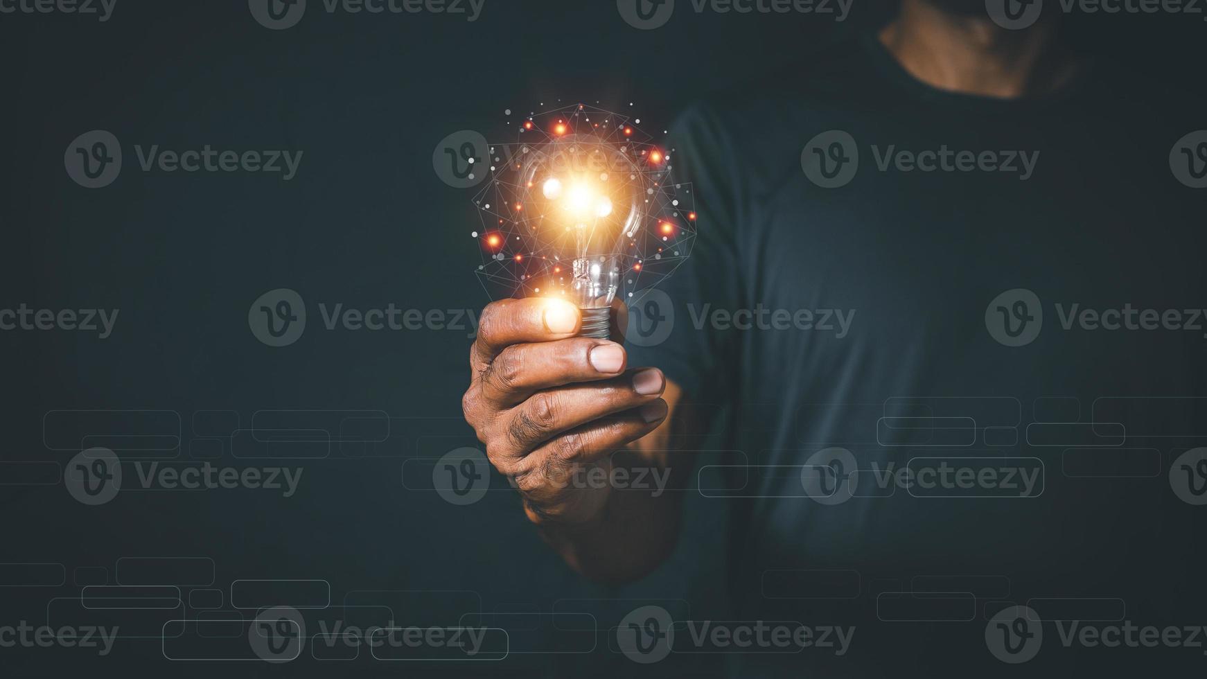 Man hands holding light bulb for Concept new idea concept with innovation and inspiration, innovative technology in science and communication concept, photo