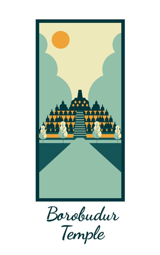 Borobudur temple tourism and travel background poster vector