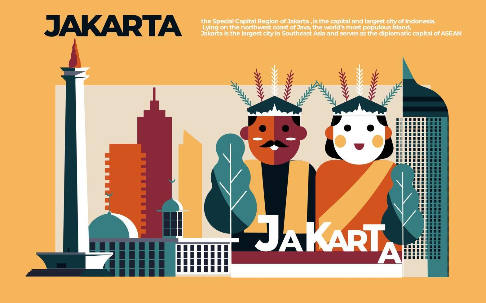 Jakarta Indonesia travel and tourism vector