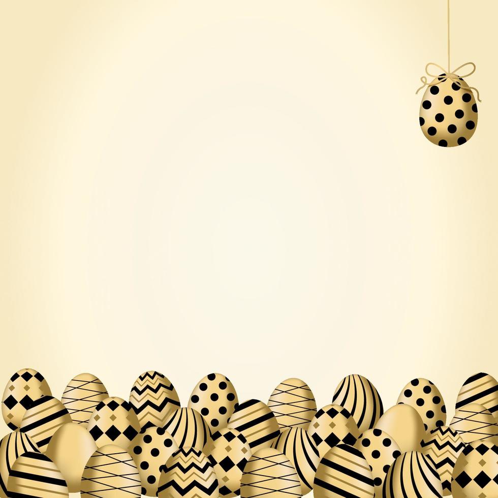 Easter decorative social media banner and poster template in black and gold ornament. Luxury easter eggs and bunny. Vector illustration