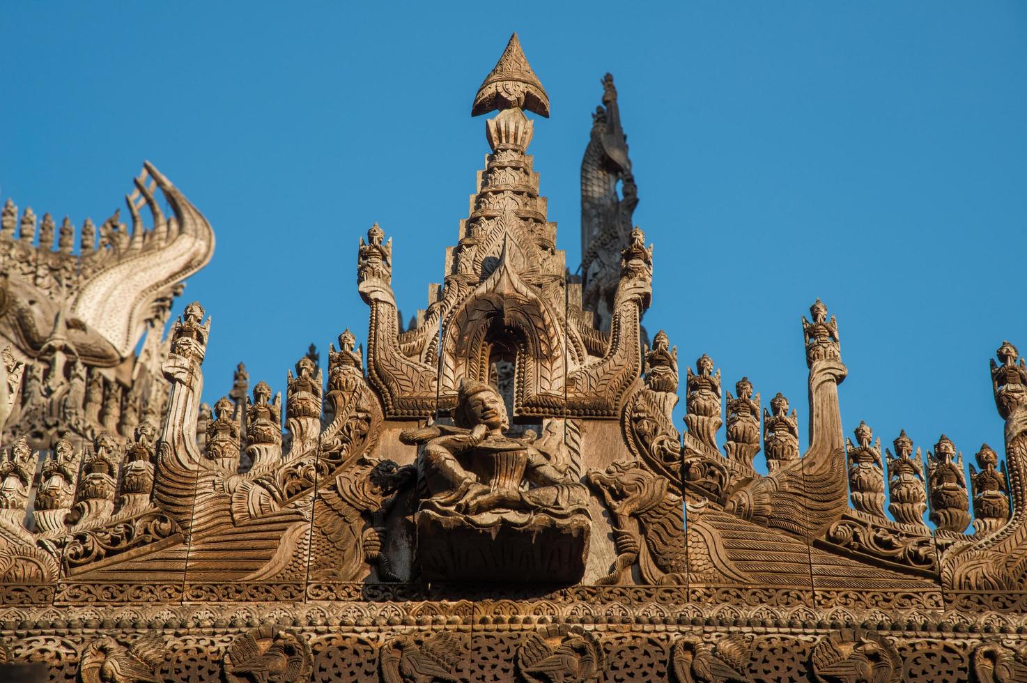Shwenandaw Monastery or Golden palace the teak monastery originally part of the Royal Palace in Mandalay region of Myanmar. photo