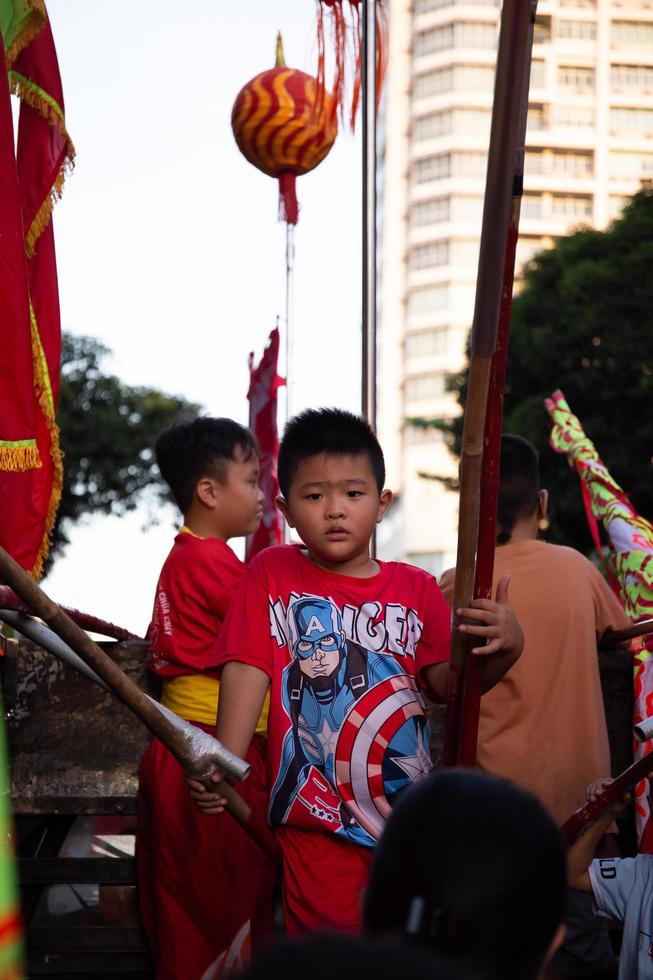 Ho Chi Minh city,Vietnam, 2023,Lunar New Year celebration - The dragon dance, beautiful colorful festive figure. Tet holiday background. Chinese Lunar New Year's Day, Spring Festival. photo