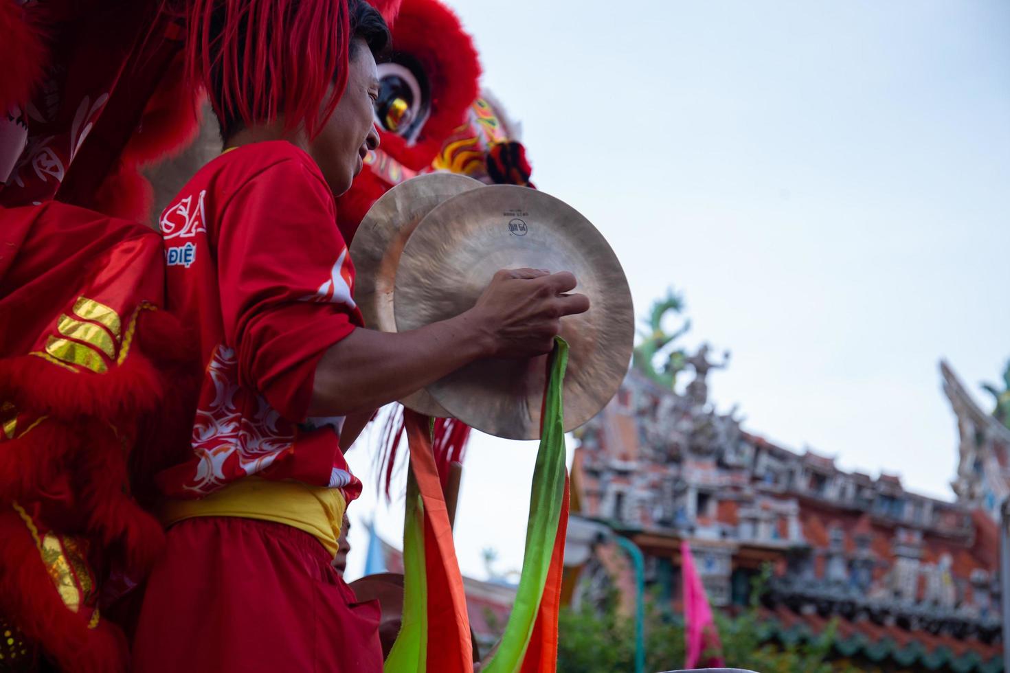 Ho Chi Minh city,Vietnam, 2023,Lunar New Year celebration - The dragon dance, beautiful colorful festive figure. Tet holiday background. Chinese Lunar New Year's Day, Spring Festival. photo