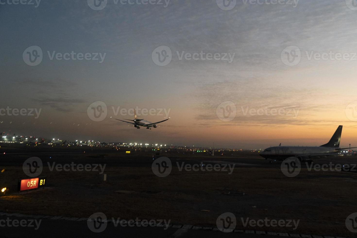 Mexico city airport operations at sunrise photo