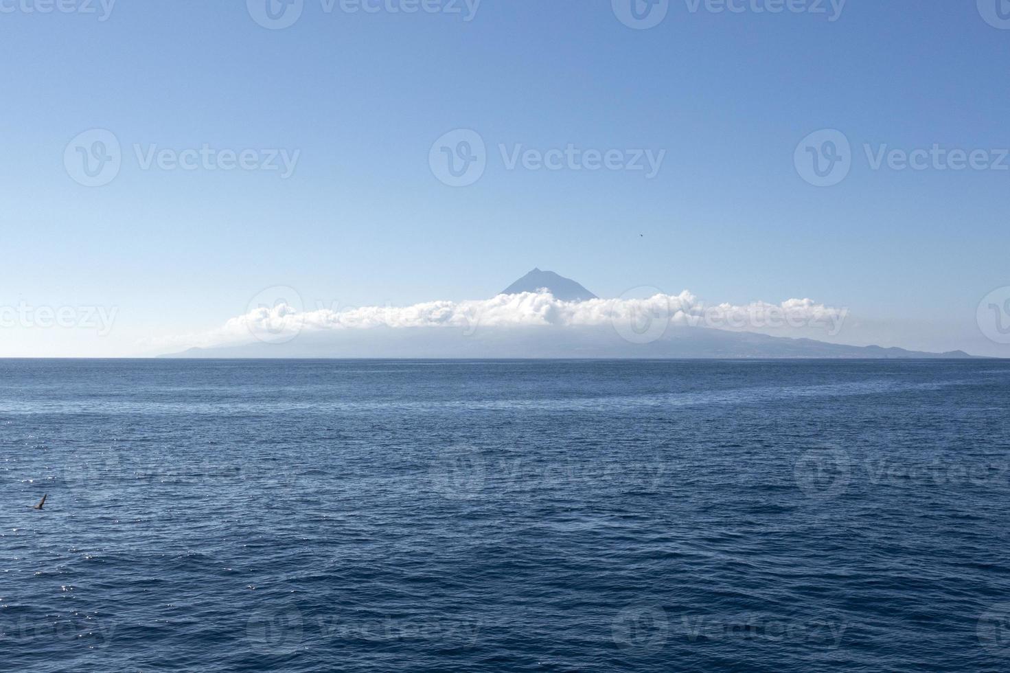 pico island azores volcano aerial drone view from the ocean photo