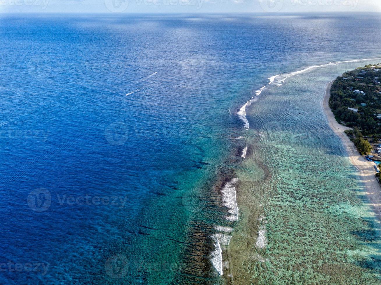 Polynesia Cook Island tropical paradise aerial view of reef photo