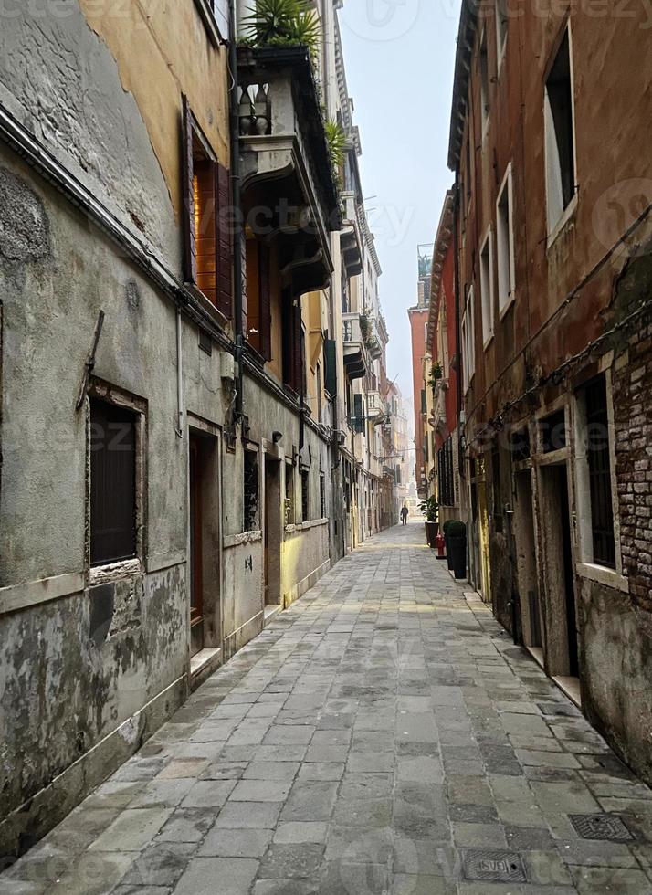 street at winter twilight in Venice city photo