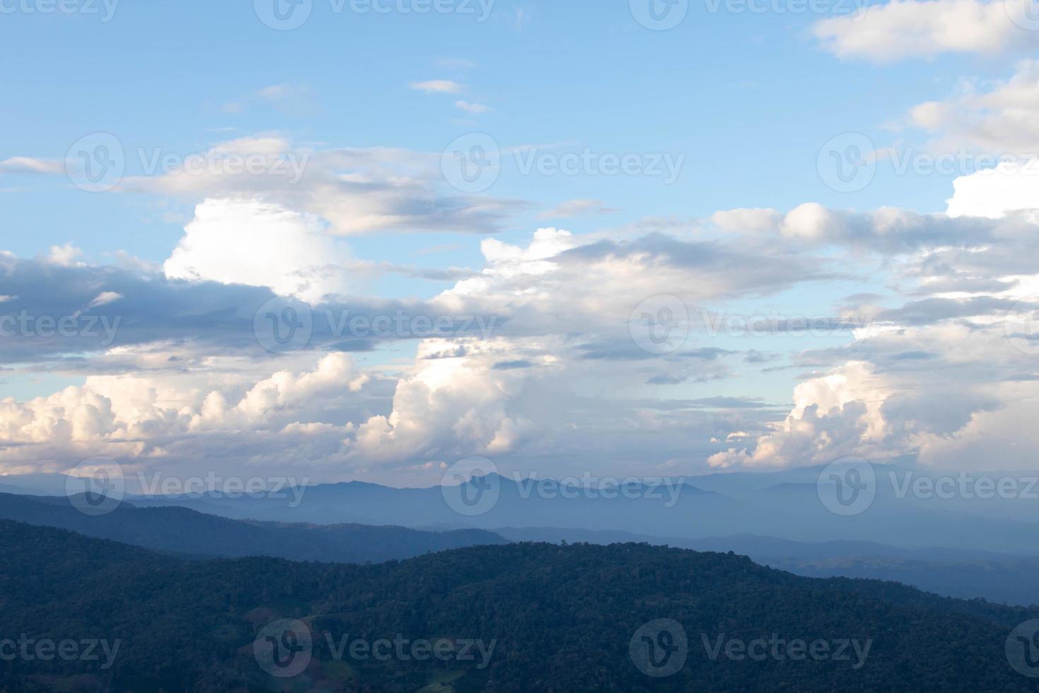 backdrop of the beautiful colors of the sky and the high mountain scenery in Chiang Mai is a beautiful scenery of nature in winter and is popular with tourists. Simple sky background with copy space photo