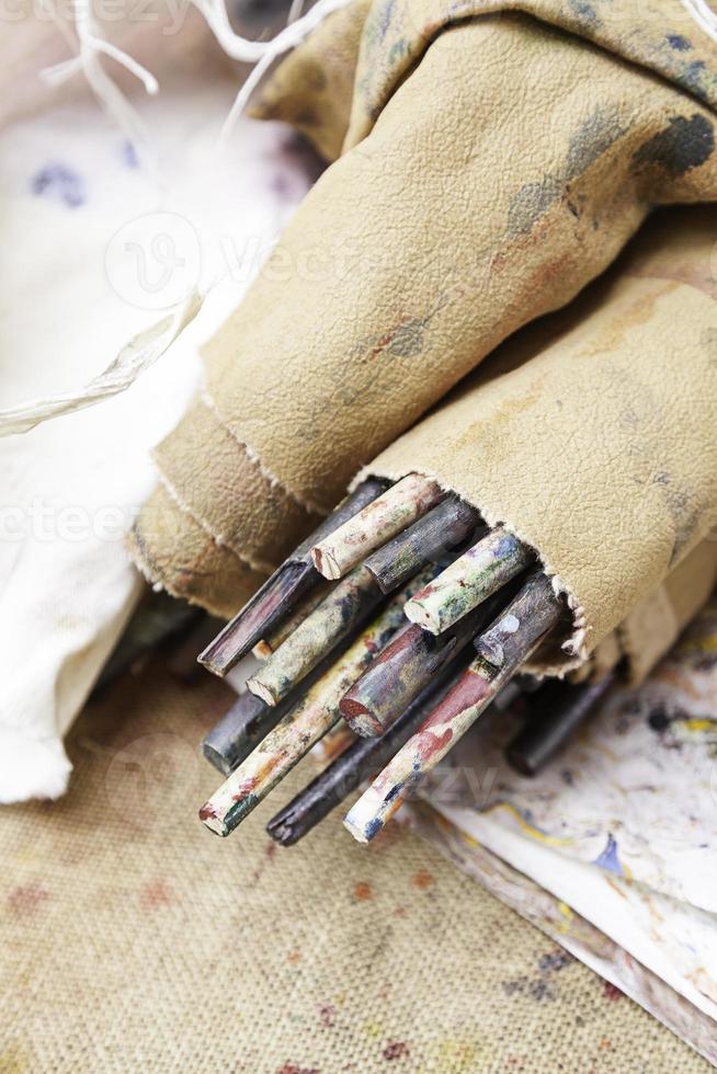 Old brushes in a shop photo