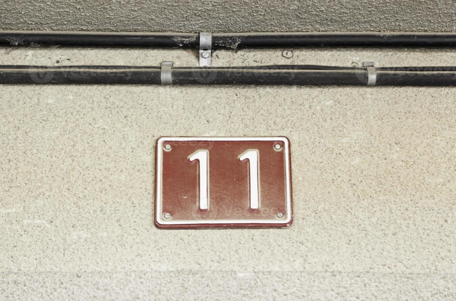 Number eleven in a wall photo