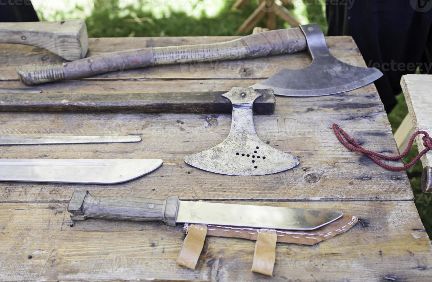 Axes and knives medieval photo