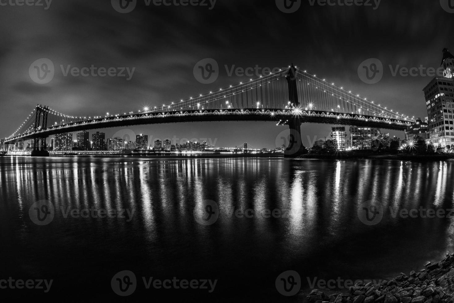 New York manhattan bridge night view from brooklyn photo