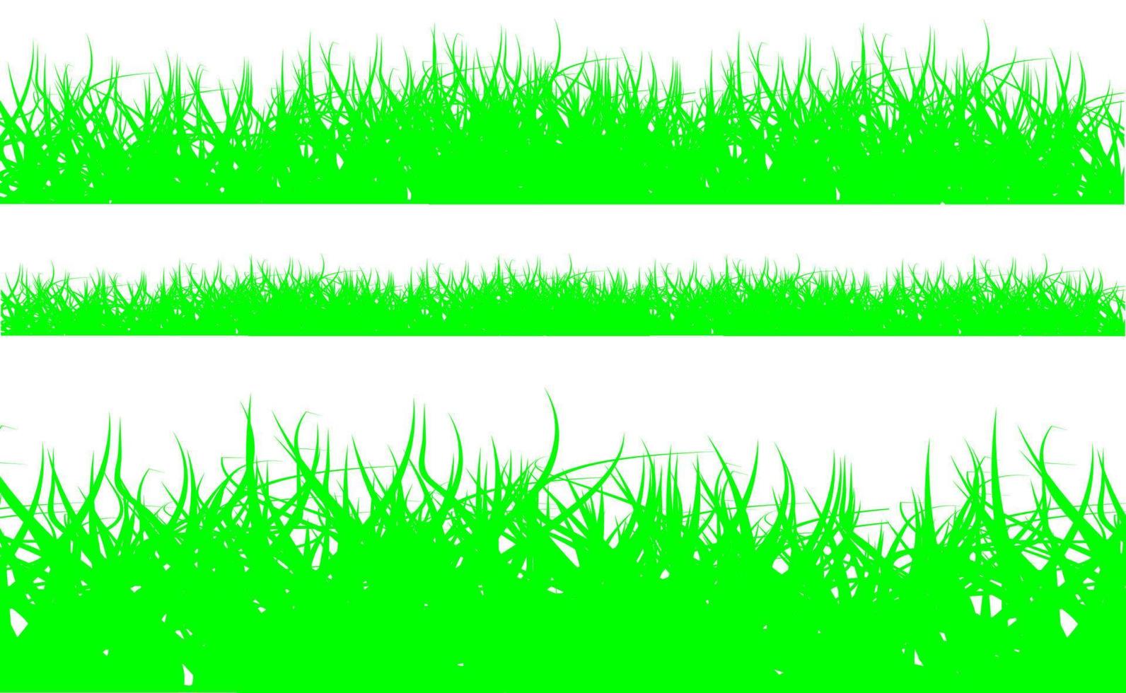 Set Green Grass Borders White Background Vector Illustration