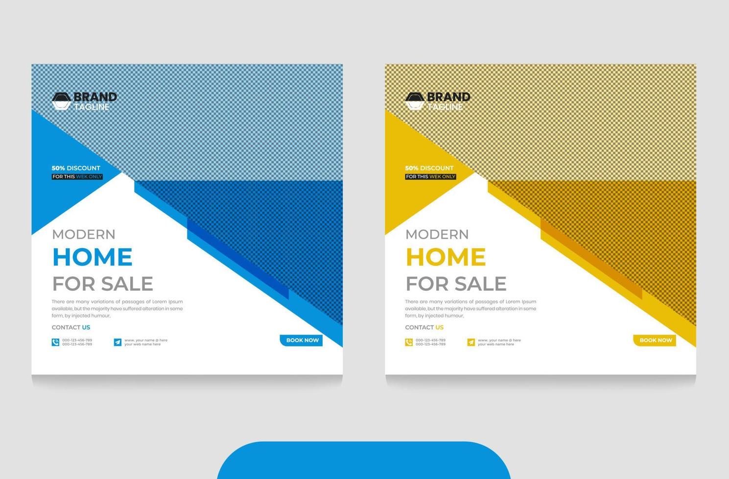 Creative home for Sale social media Post and Real estate square web banner template vector