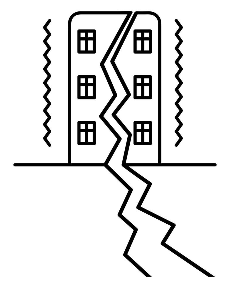 terremoto. allí estaba un grieta en el pared de el casa. el Departamento edificio es división en medio. vector